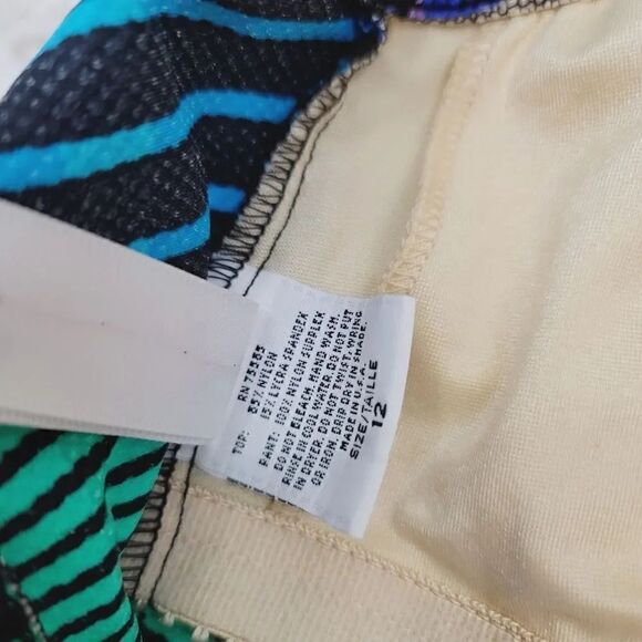 NEW Vintage 80s Talbots Striped Plaid Swim Romper with Attached Shorts Size 12 - Picture 14 of 16